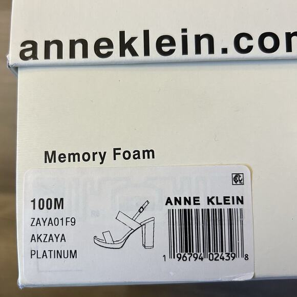 Anne Klein Women's Zaya Block Heel Sandals 4.5" Platinum Ankle Strap Size 10 NWB - Picture 15 of 15